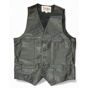 Diamond Leathers Vest Men's 40 Long Black Button Front Western‎ Biker El Paso TX